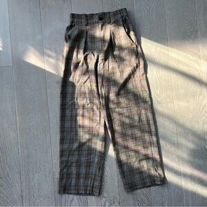 Madewell Women’s Size 00 Harlow Wide Leg Pants Brown Plaid Like New